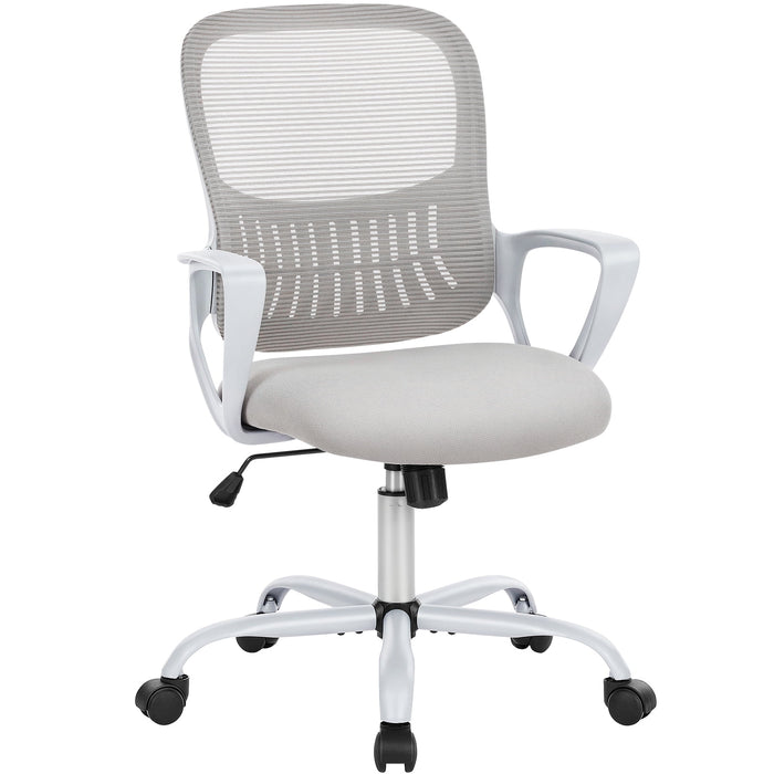 TINKLE WELL TINKLE WELL Ergonomic Office Home Desk Mesh Fixed Armrest-Gray2