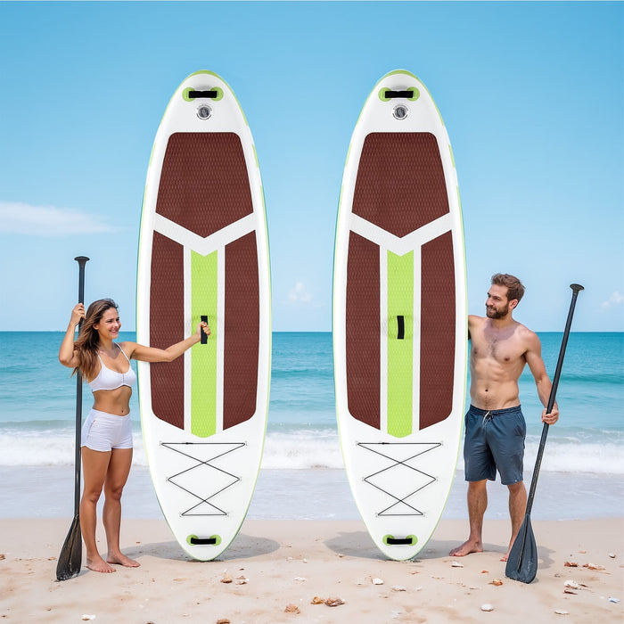 Blorly 10'5" Inflatable Stand Up Paddle Board, Commercial Grade PVC ISUP with Non-Slip Deck, Complete SUP Accessories: Paddle, Pump, Leash & Backpack, All-Skill Level Water Sports Board, Brown