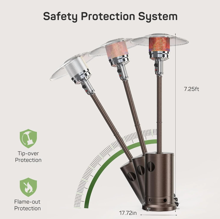 Betcozy Outdoor Propane Heater, 48,000 BTU Steel Heaters with Auto-off Protection System，Outdoor Heaters with Wheels