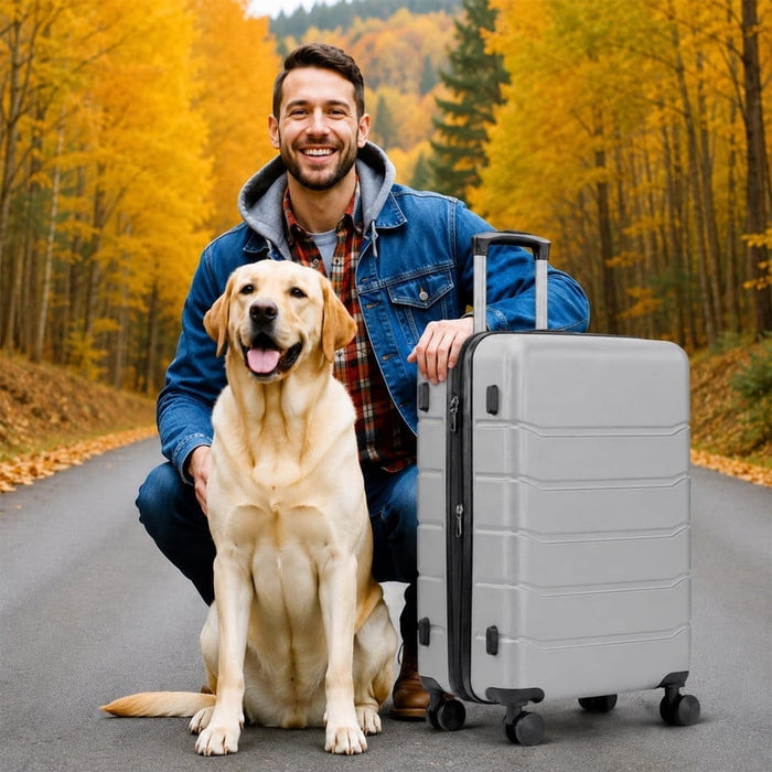 Nextay 20 Inch Carry On Luggage Hardside Expandable Suitcase with Spinner Wheels TSA Lock, Light Gray