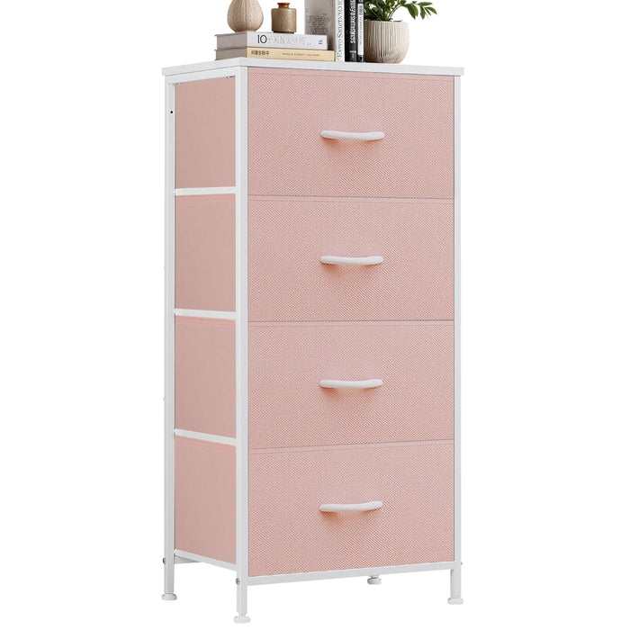 Betcozy Dresser, Storage Organizer with 4 Drawers for Bedroom, Nightstands with Sturdy Metal Frame, Wood Tabletop for LivingRoom, Entryway,Pink