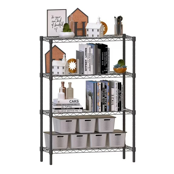 Sybels 4-Tier Metal Shelving Unit, Heavy-Duty Adjustable Wide Storage Rack for Kitchen, Pantry, Garage & Laundry