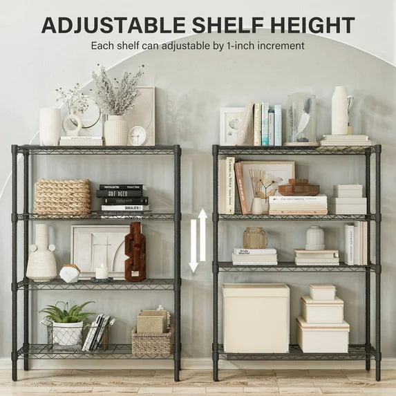 Sybels 4-Tier Metal Shelving Unit, Heavy-Duty Adjustable Wide Storage Rack for Kitchen, Pantry, Garage & Laundry