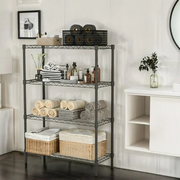 Sybels 4-Tier Metal Shelving Unit, Heavy-Duty Adjustable Wide Storage Rack for Kitchen, Pantry, Garage & Laundry