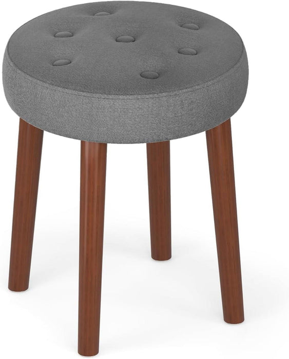 TINKLE WELL TINKLE WELL Vanity Stool Chair Round Upholstered Ottoman Makeup Chair Sitting Stool, Gray