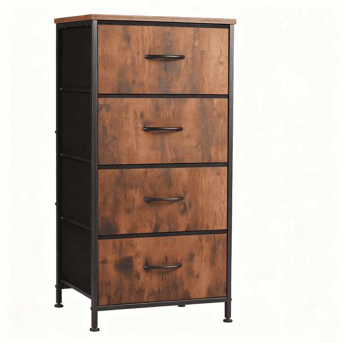 Taoset 4-Drawer Fabric Dresser with Wood Top - Compact Storage Cabinet for Bedroom and Living Room, Brown