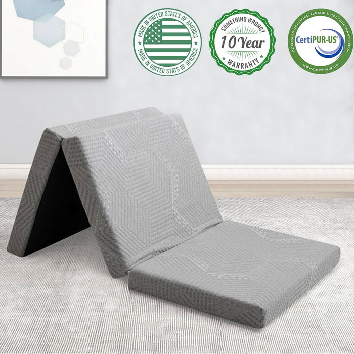 Blorly IULULU 4-inch Tri Folding Memory Foam Mattress with Removable Cover,King Tri-Fold Mattress