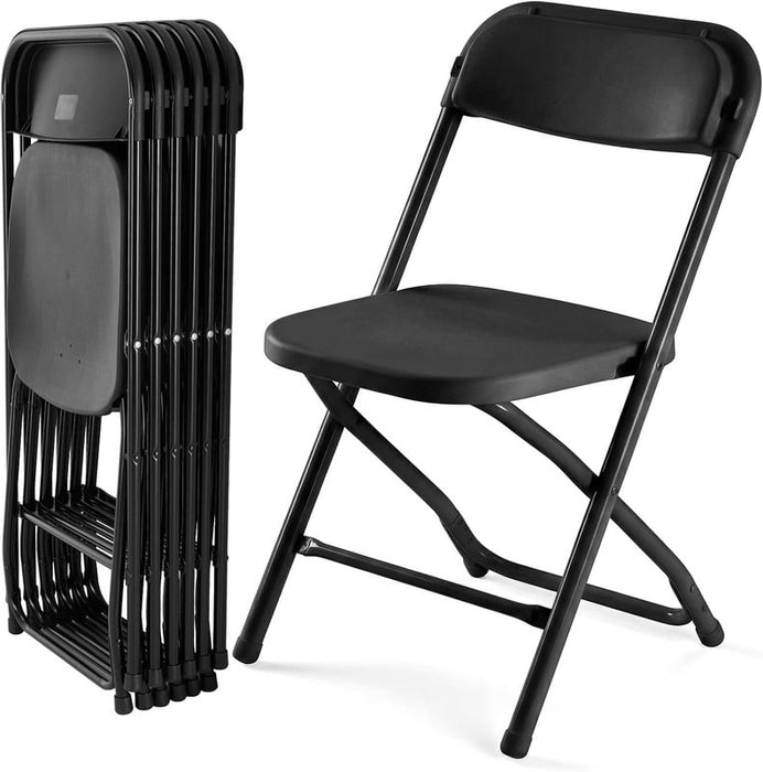 Simenmax 6-Pack Heavy Duty Folding Chairs, Ergonomic Back Support, Portable Plastic Dining Chairs for Home Office Conference Wedding Party Patio Garden Camping, Black