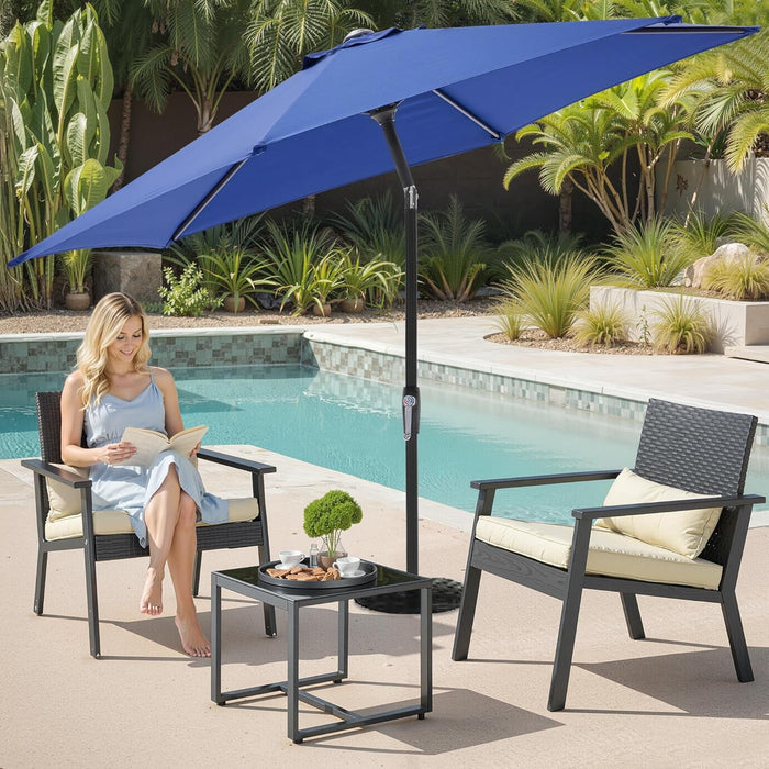 Ethovia 9FT Patio Umbrella, Waterproof with 8 Sturdy Ribs, Tilt & Crank Button – Perfect for Poolside, Terrace, Blue