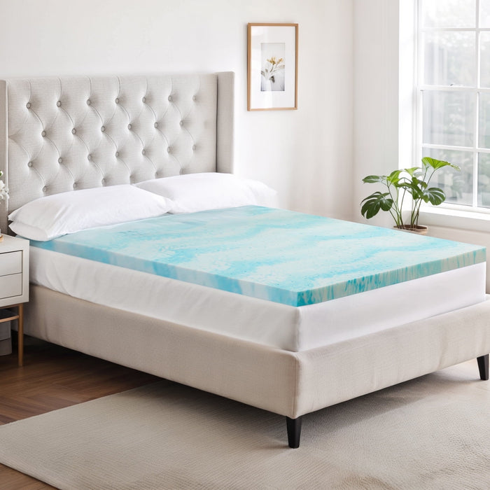 Simenmax 2 Inch Mattress Topper QUEEN, Cooling Gel Infused Memory Foam Bed Toppers