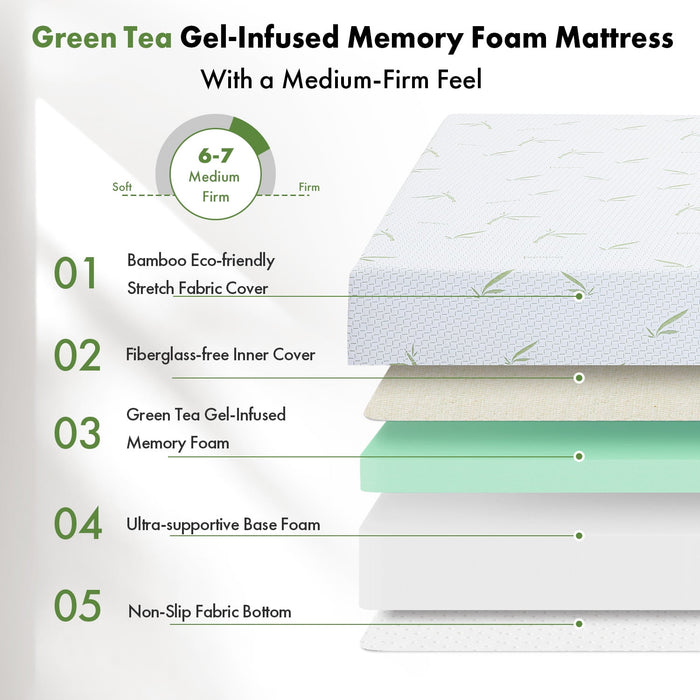 Mattress in a Box,Memory Foam Mattress with Bamboo Cover,Made in USA
