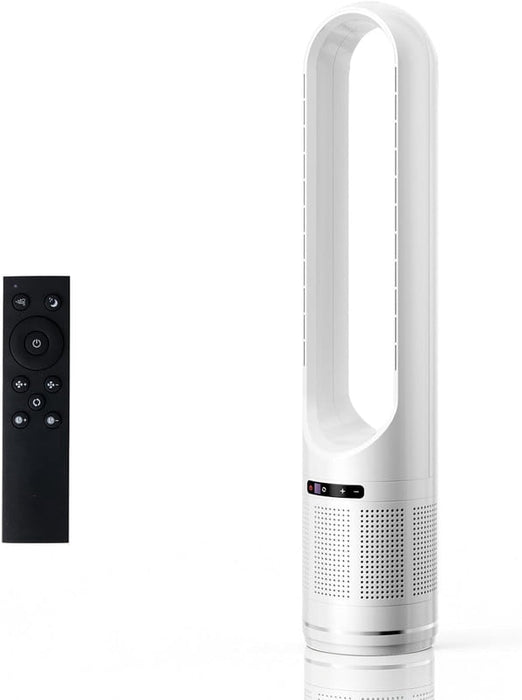 Simenmax 41'' Bladeless Tower Fan, 80° Oscillating Quiet Cooling Fan, 8 Speeds & 8H Timer, Remote Control with LED Display for Home Office Living Room,White