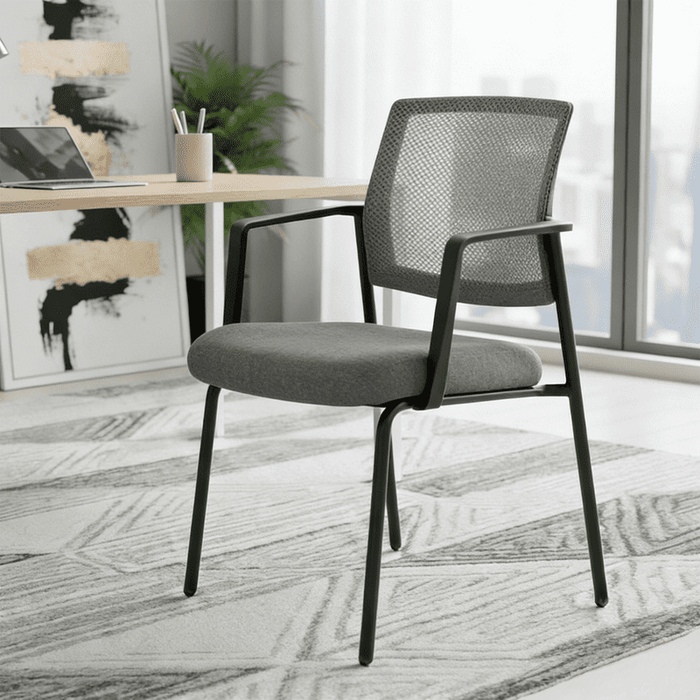Blorly Stacking Waiting Room Guest Chair, 1 PCS Office Mesh Arm Chair with Comfy Padded Seating, Room Saving, Gray