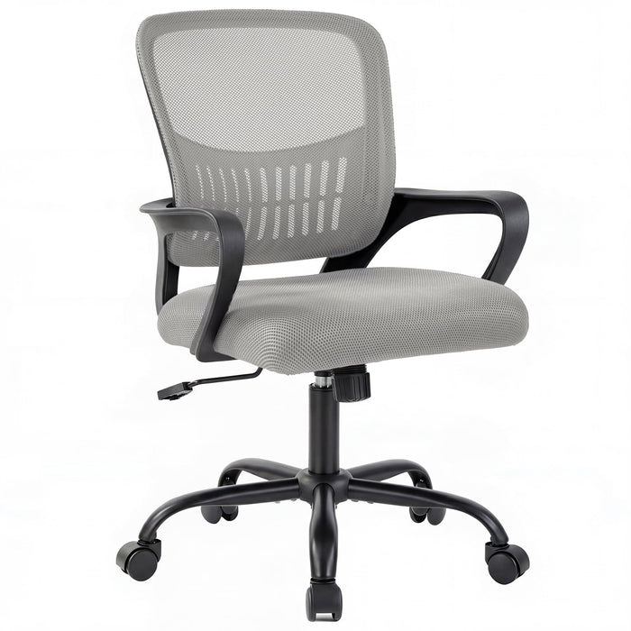 Taoset Mesh Office Chair, Mid Back Ergonomic Desk Chair with Lumbar Support & Adjustable Height, Swivel Wheels, Gray