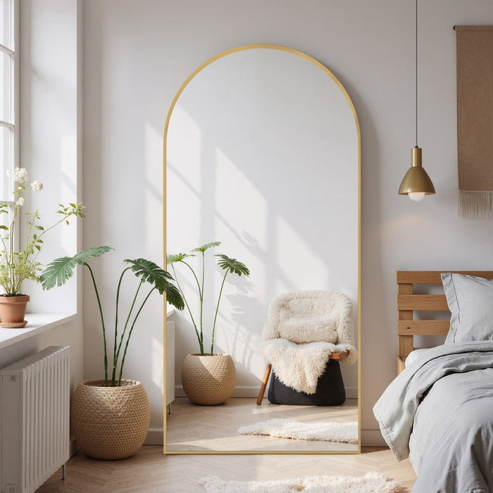 Blorly 68"x26" Arched Full Length Mirror Full Body Mirror Floor Mirror Standing Hanging or Leaning Wall,Gold