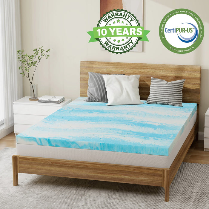 Beddle Mattress Topper,Cooling Gel-Infused Memory Foam Mattress Topper
