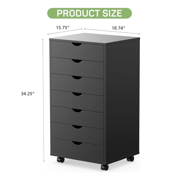 Drawer Wood File Cabinet with Wheels, Rolling Storage Organizer for Home Office