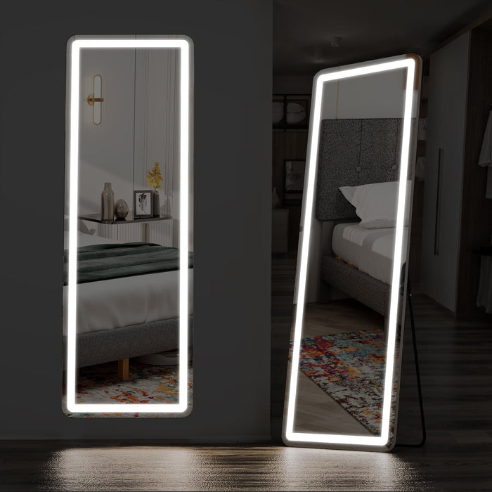 BIGLEAP 21” x 64” White Modern LED Lighted Full Length Floor Mirror