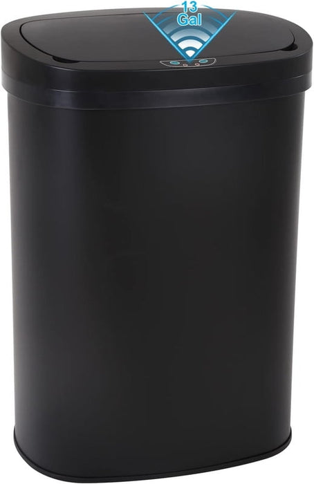 Simenmax 13 Gallon Motion Sensor Trash Can – Stainless Steel Automatic Bin with Quiet Close, Black