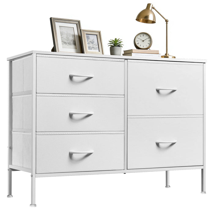 Betcozy 5-Drawer Storage Dresser, TV Stand with Storage, Organize Cabinet for Living room, Entry Way, Office,White