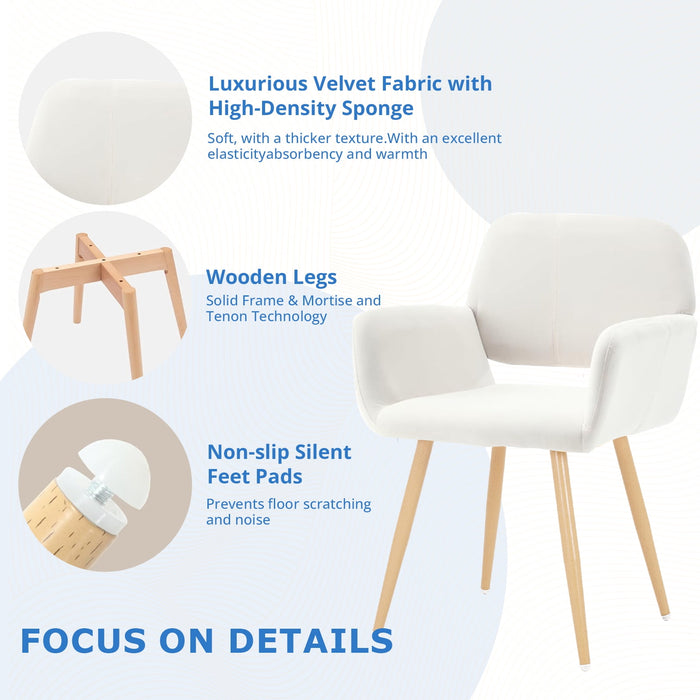 Velvet Dining Chairs, Modern Vanity Chairs with Wooden Frame Upholstered Cushion for Living Room, Bedroom, Dining Room, Kitchen