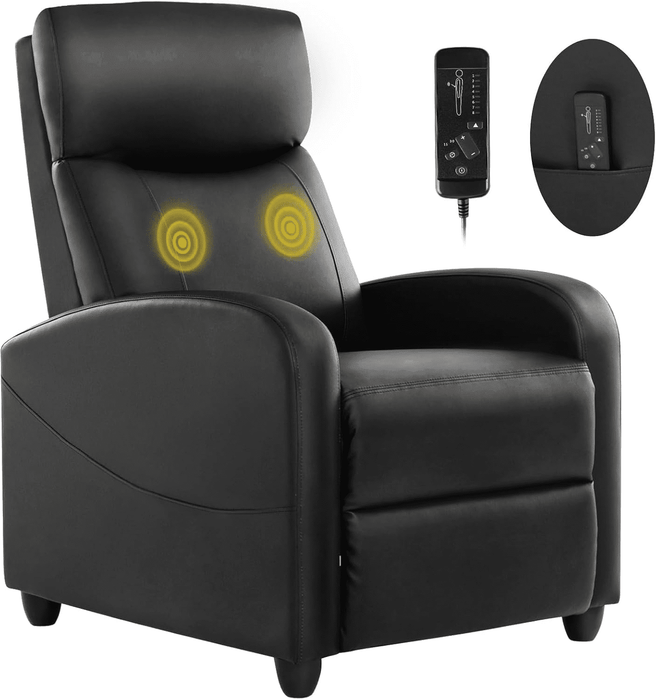 Taoset Massage Recliner Chair with 8 Modes & Adjustable Footrest - 90掳 to 160掳 Reclining for Ultimate Relaxation, Black