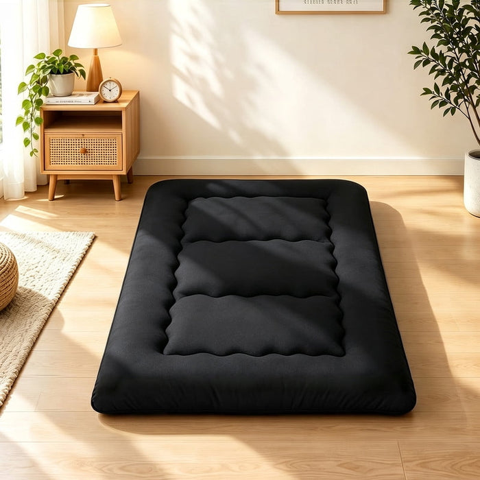 Nextay Twin Size Floor Mattress â€?5-Layer Foldable Tatami Sleeping Pad, Medium Firm Portable Guest Bed with Washable Cover for Camping, Dorm & Home, Black