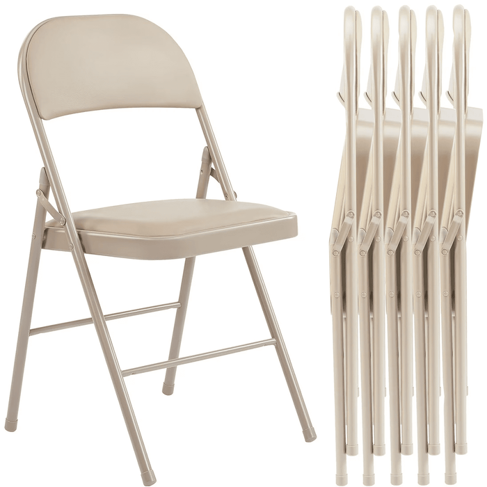 Blorly Folding Chair, 6 Pack Metal Padded Chairs for Outdoor & Indoor, Events Office Wedding Party, 330lbs Capacity, Kahki