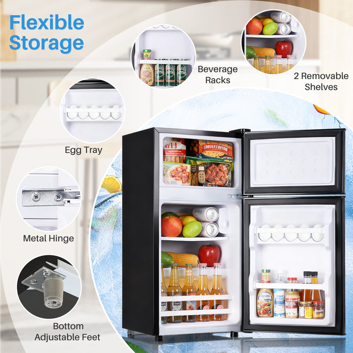 TINKLE WELL 2.4 Cu.ft Mini Fridge with Freezer, On Sale Compact Dual-Door Refrigerator for Bedroom, Dorm & Office, Black
