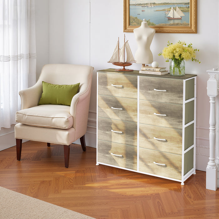 Bigleap 8-Drawer Dresser, Fabric Storage Tower for Bedroom, Hallway, Entryway, Tall Chest Organizer Unit with Fabric Bins,Oak