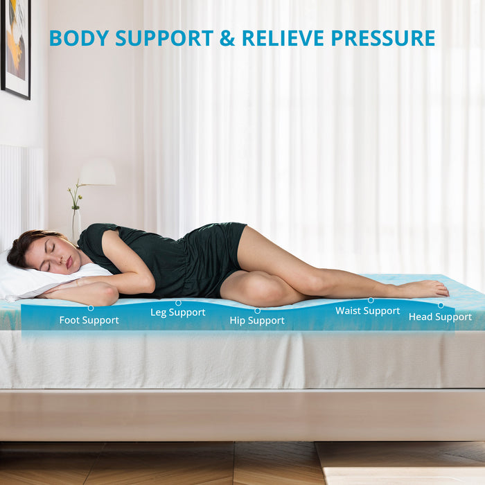 Simenmax 3''QUEEN Memory Foam Mattress Topper, Cooling Gel Mattress Topper CertiPUR-US Certified