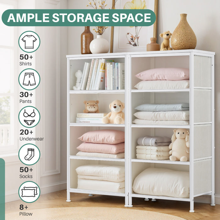 TINKLE WELL Storage Dresser with 4/5 Drawers, Removable Bins, Modern Wide Soft Fabric Chest Organizer for Bedroom, Hallway