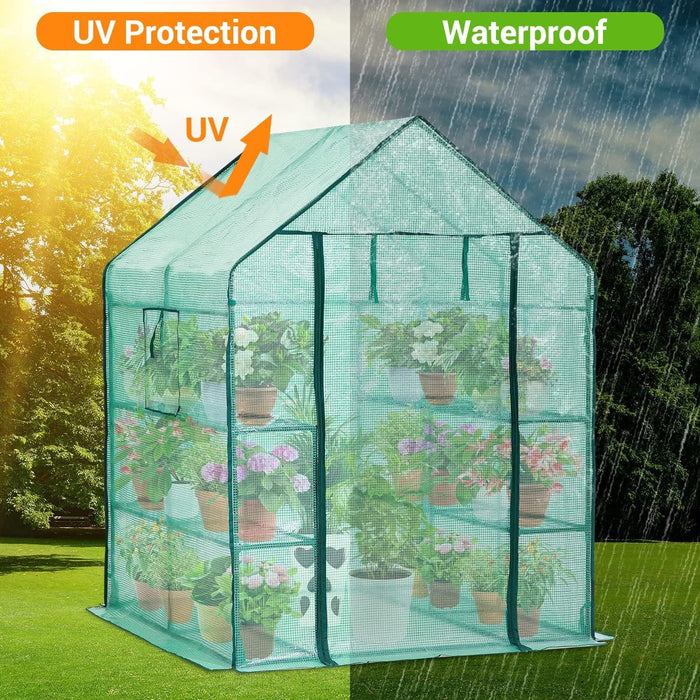 Simenmax 56'' Walk-in Greenhouse, Heavy-Duty PVC Cover with Screen Windows, Portable Outdoor Plant House for Gardening, Green