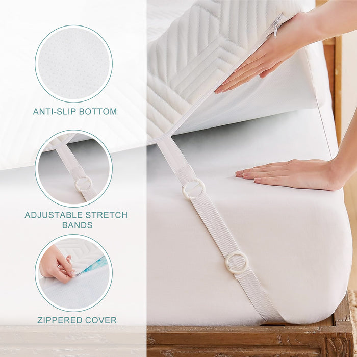 WOod-it Memory Foam Mattress Topper Twin - 7-Zone Bed Topper with Air Mattress Cover - 3 inch Cooling Gel Bed Mattress Pad for Back Pain