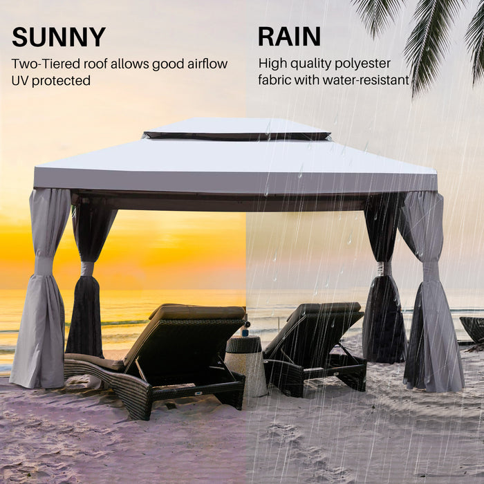 SIMENMAX 10x13 Ft Patio Gazebo,Outdoor Gazebo Canopy with Mosquito Netting and Curtains,Sturdy Soft Top Gazebo