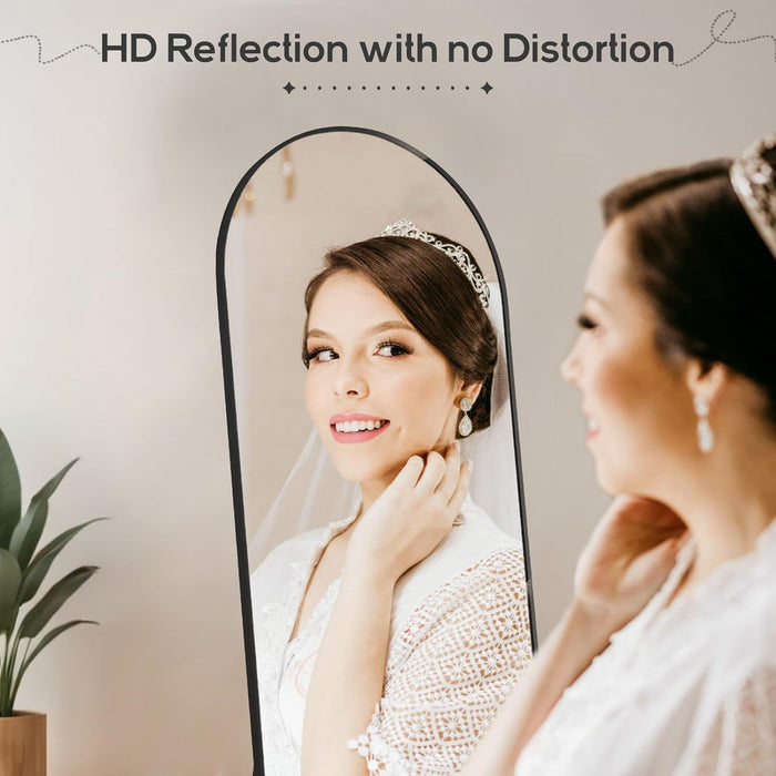 16"x59" Arched Mirror Full Length, Body Wall Mirrors with Shatter-Proof Glass, Floor Standing, Hanging or Leaning, Tall Arch Mirror with Stand Aluminum Alloy Frame for Bedroom Cloakroom