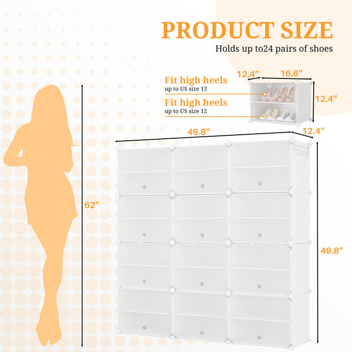 TINKLE WELL Shoe Storage Cabinet with Flip Doors, Large Capacity Organizer, Space-Saving Design for Entryway, Bedroom or Closet, 6-Compartment Black