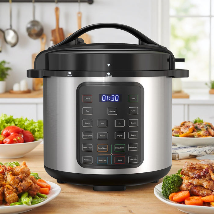 Sybels 12-in-1 Electric Pressure Cooker | Stainless steel pot with steaming, stir-frying, and warming function