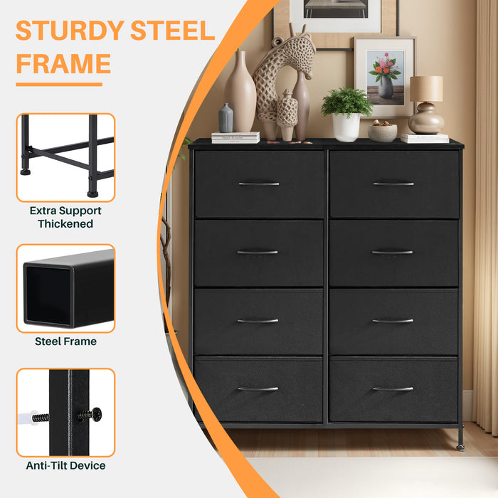 Simenmax 8 Dresser for Bedroom Fabric Dresser Chest of Closets Storage Units Organizer Tower Wooden Top Shelf for Bedroom, Hallway, Entryway, Closet