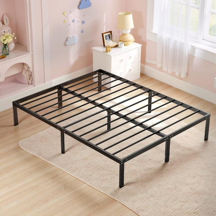 Simenmax  Full Size Metal Platform Bed Frame, Heavy Duty Mattress Foundation with Steel Slats Support, No Box Spring Needed, Black