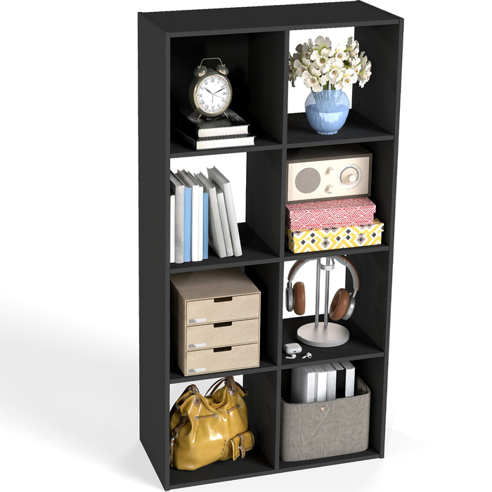 Sybels Cube Storage Shelf, 8-Cube Bookshelf with Removable Dividers，a Versatile Organizer , suitable for living rooms, home offices, and bedrooms, Black