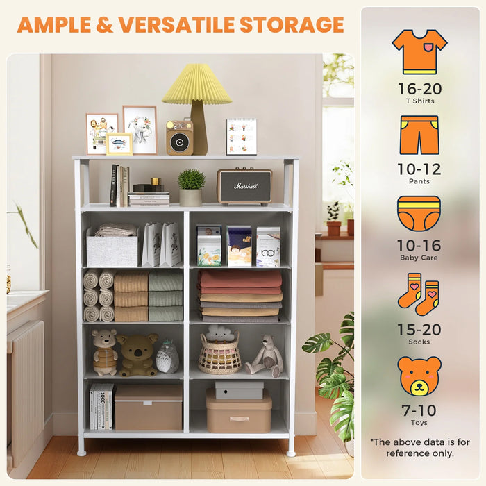 Bigleap 8-Drawer Dresser, Fabric Storage Cabinet, Clothes Organizer with Wood Top,Wardrobe, TV Stand for Living Room & Bedroom, White