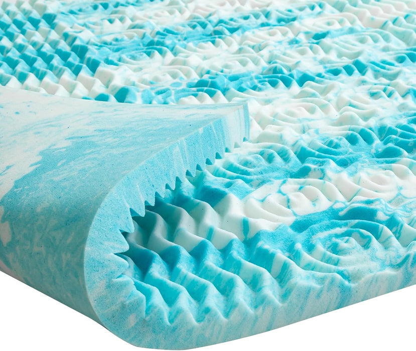 Simenmax 4 Inch TWIN Mattress Topper, Gel-Infused Memory Foam with 5-Zone Pressure Relief, CertiPUR-US Certified Bed Topper for Cool Sleep & Back Support, Blue