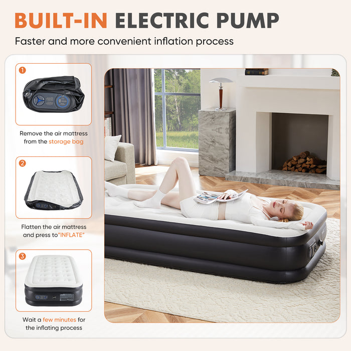 Sybels Queen Air Mattress 18" with Built-in Pump - Waterproof Raised Inflatable Bed for Camping, Home & Guest Use