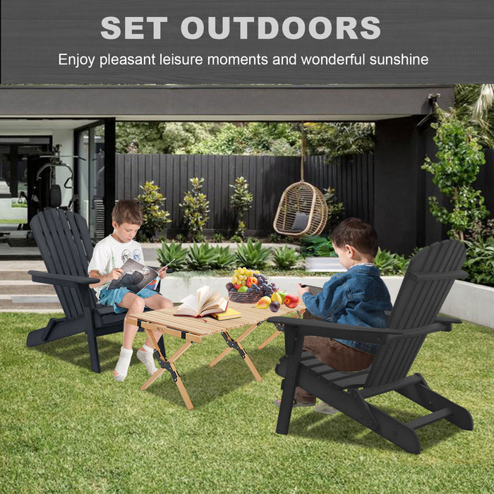 Outdoor Foldable Adirondack Chair, Wooden Manufacturing Lawn Outdoor Chairs Foldable,Fire Pit Chair, Garden Chair, Pool Chair,Black