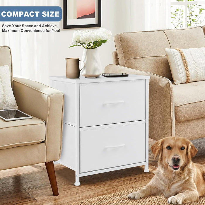 Simenmax Nightstand Set 2, 2 Drawer Dresser for Bedroom, Bedside Furniture, End Table for Bedroom, Closet, Entryway, White