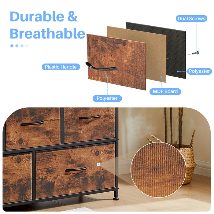 Bigleap TV Stand for Bedroom, TV Dresser for 45 inches, Media Console Table, Entertainment Center with 5 Fabric Drawers Cabinet and Open Storage Shelf Furniture Cabinet for Living Room, Brown
