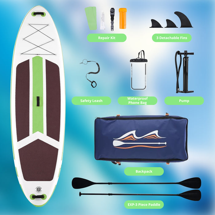 Simenmax 2-in-1 Inflatable Stand Up Paddle Board Kit - Premium Wide SUP for All Skill Levels Non-Slip Deck,Green