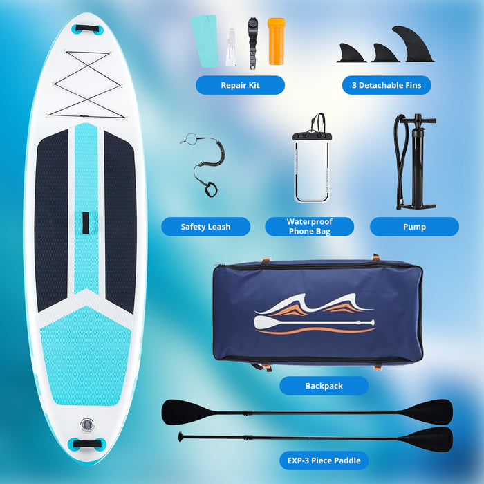 Bigleap Inflatable Paddle Board Stand Up Paddle Board 6‘’ Thick 2-in-1 Paddle with Sup Accessories & Carry Bag & Fast Pumping for All Skill Levels, Blue