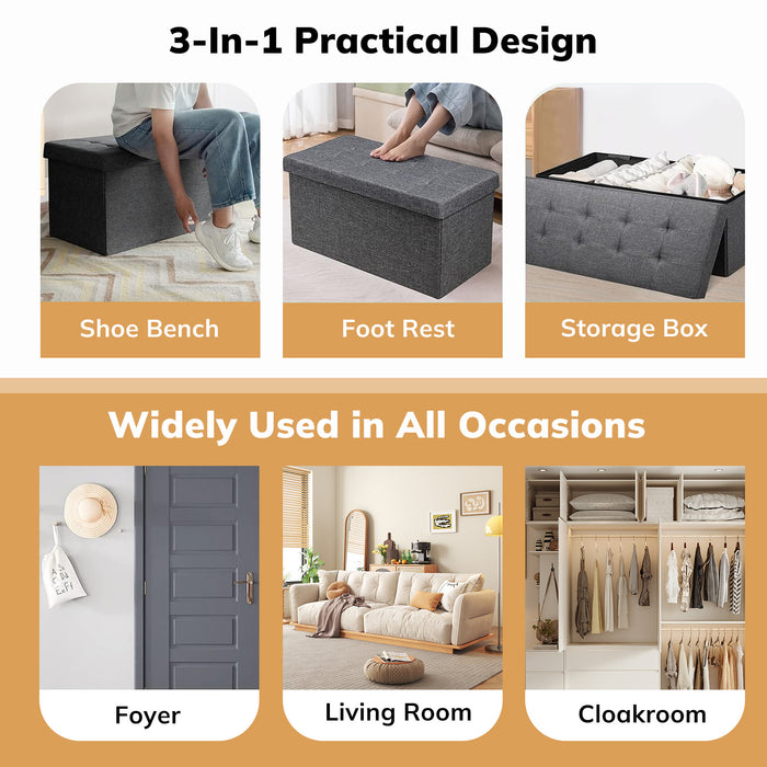 Simenmax 30'' Folding Storage Ottoman Bench, Bed Storage Foot Rest Stools Ottoman Storage Chest